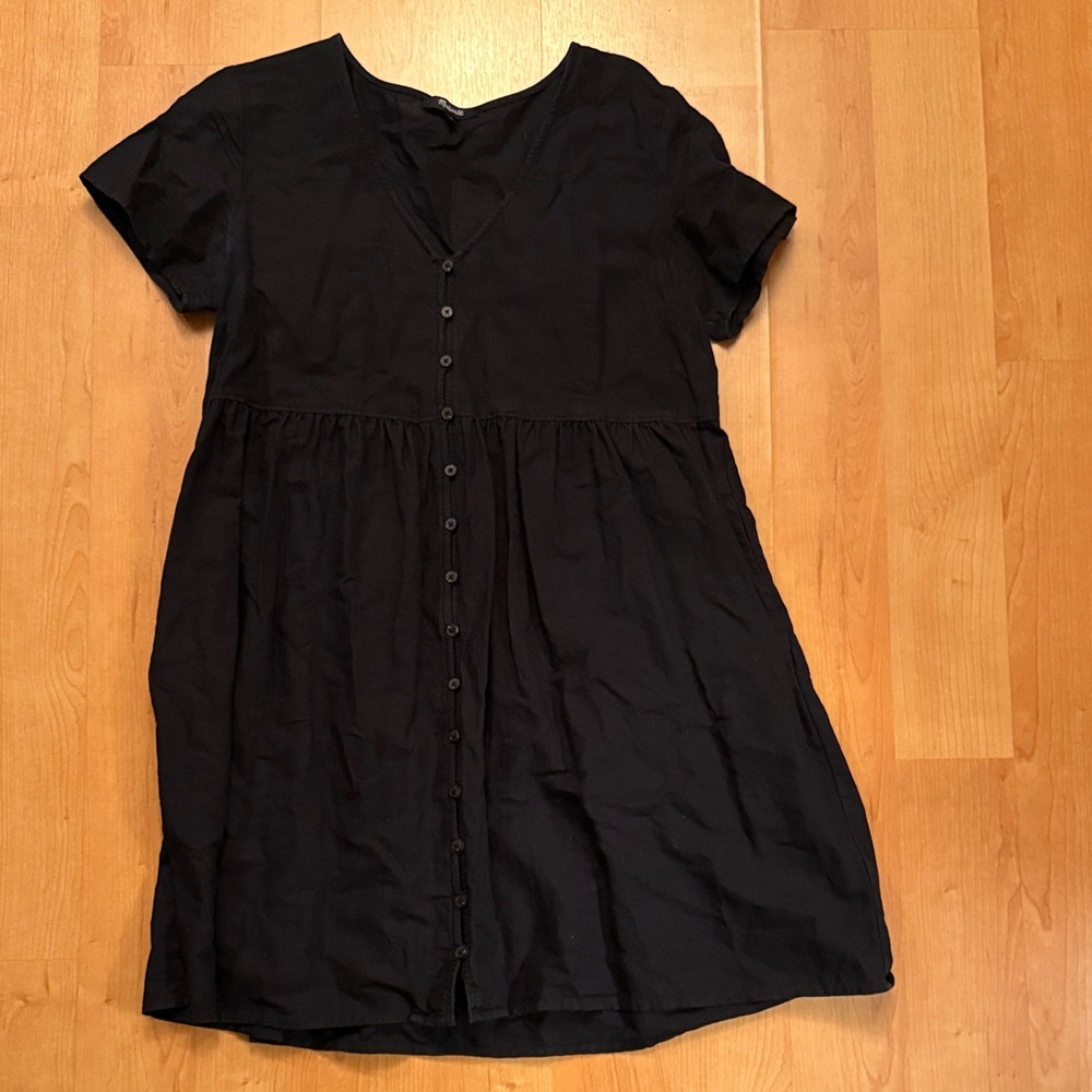 Madewell Black Button-Down Linen Dress